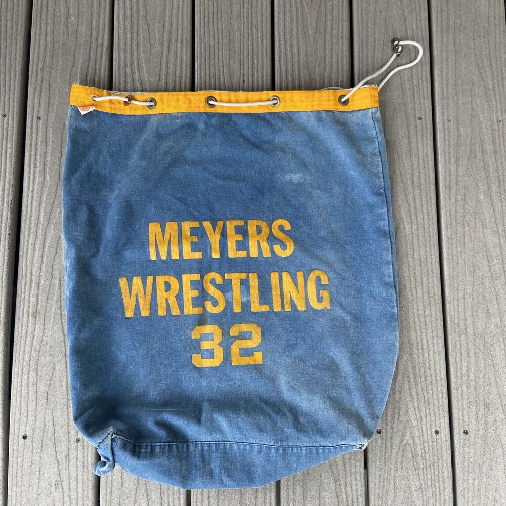Meyers Highschool Wrestling Gym Laundry Bag Pennsylvania 1970s Vintage USA Thick